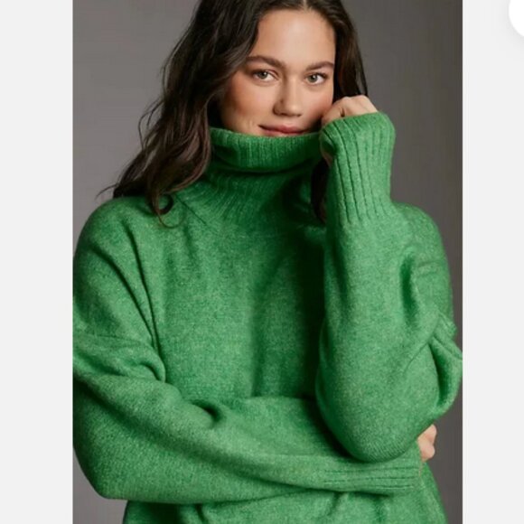 Anthropologie 3X Turtleneck Cocoon Sweater Dress Green Daily Practice NWT Plus - Picture 4 of 8